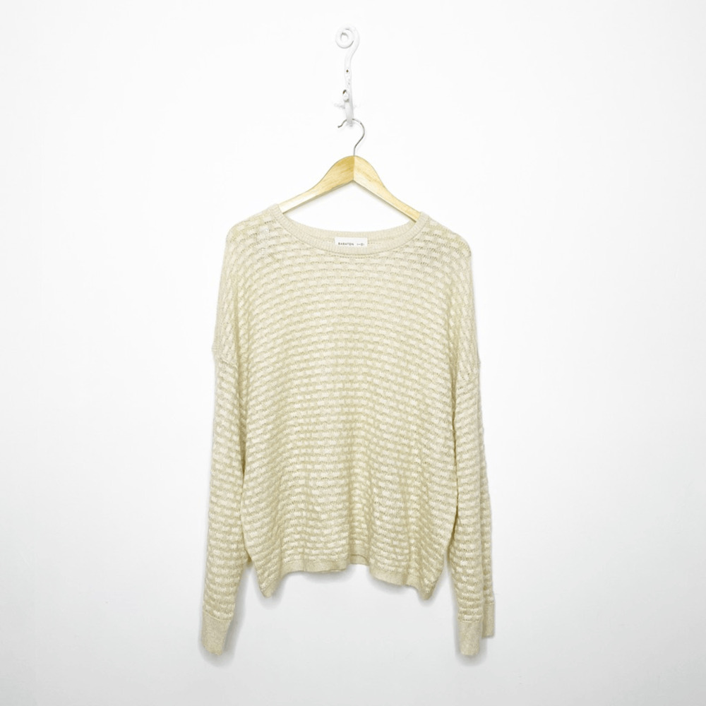 Aritzia 1-01 BABATON Balboa Sweater Crewneck metallic sweater oversized italy XS